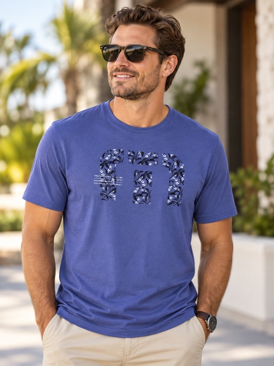 Travis Mathew Other - EUC Men's Travis Mathew No Looking Back Graphic Blue Logo T-Shirt Size LARGE
